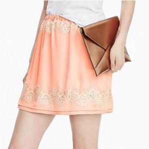 Banana Republic Peach/Pink Lace Silk Like Skirt